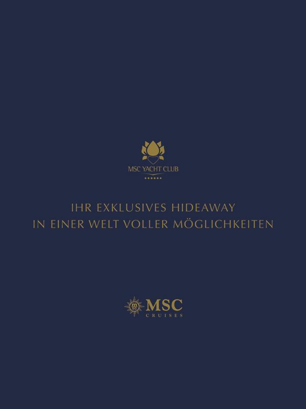Dunkelblauer Hintergrund mit MSC-Logo und MSC Yacht Club Text | MSC Cruises