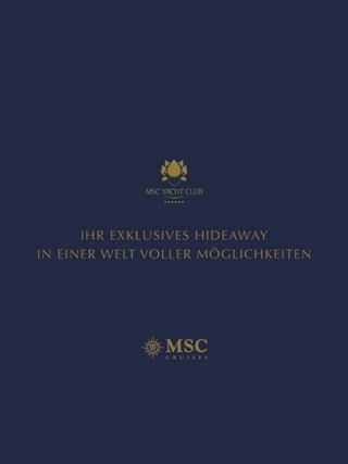 Dunkelblauer Hintergrund mit MSC-Logo und MSC Yacht Club Text | MSC Cruises
