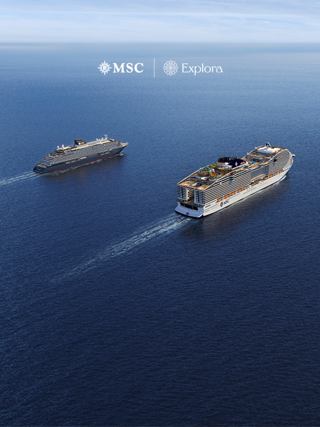 Two MSC cruise ships sailing through calm blue waters, showcasing a journey of exploration and adventure | MSC Cruises