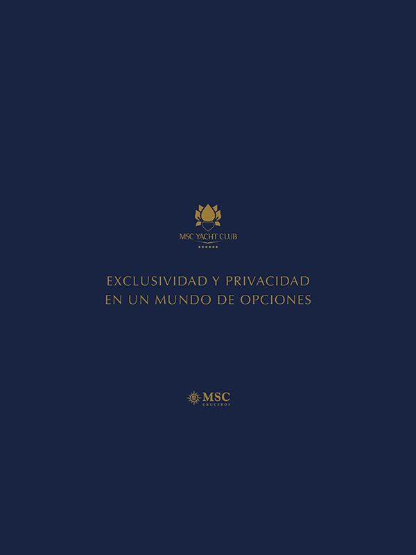 Fondo azul oscuro con logotipo dorado y texto | MSC Cruceros