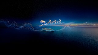 Der Weihnachtsmann auf blauem Hintergrund mit funkelnden Lichtern | MSC Cruises