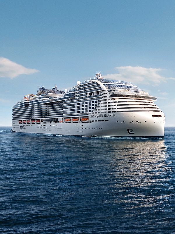 MSC World Atlantic sails on calm waters under a clear sky | MSC Cruises