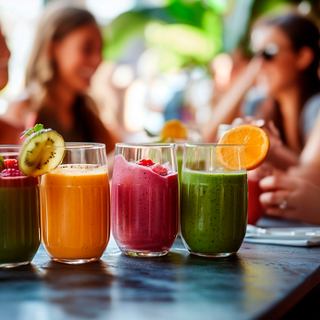 Colorful smoothies on the table, friends enjoying each other's company | MSC Cruises