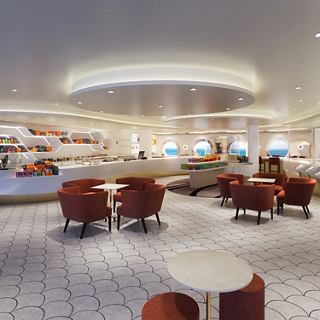 Contemporary dining area with cozy seating and tables inviting shared moments | MSC Cruises