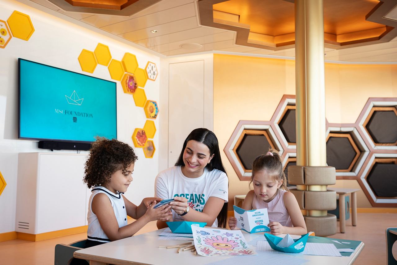 Children participate in an educational marine ecology activity aboard a cruise ship | MSC Cruises