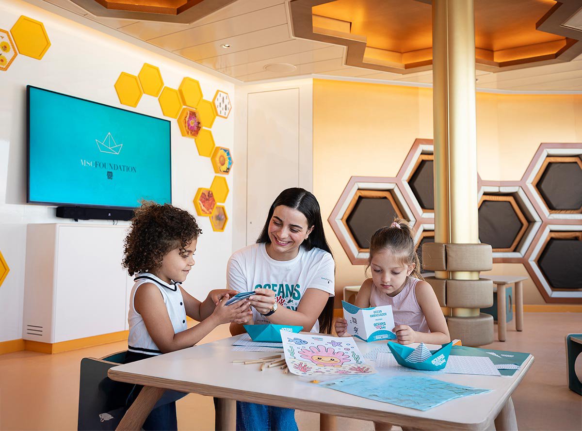Children engaged in ocean-themed creative activity on board | MSC Cruises