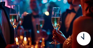 New years parties and celebrations with champagne