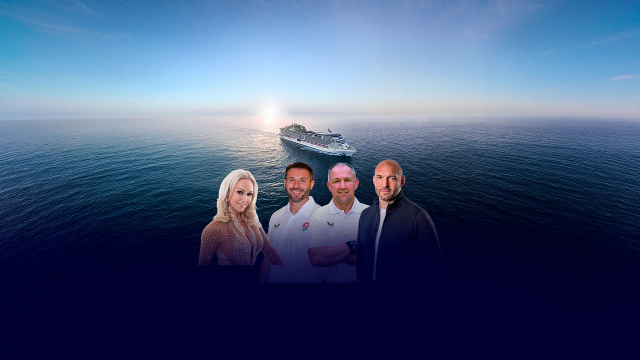 Large MSC Virtuosa cruise ship sailing on water at sunset | MSC Cruises