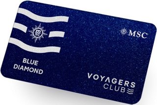 Tarjeta de membresía del Voyagers Club Blue Diamond con el logo de MSC | MSC Cruceros
