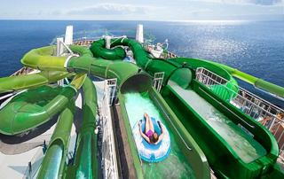 Water park with thrilling slides and play areas located on the deck of the cruise ship | MSC Cruises