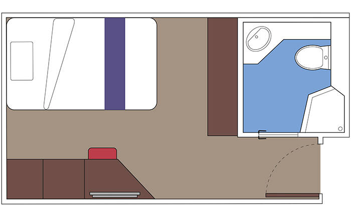 Layout of an interior cabin with expandable features for enhanced comfort | MSC Cruises