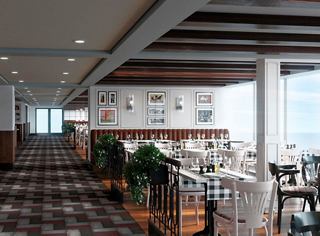 Un restaurante espacioso y acogedor con un diseño moderno, asientos cómodos y grandes ventanas | MSC Cruceros