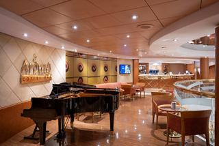 Piano and aroma coffee bar located in the public area of MSC Opera | MSC Cruises