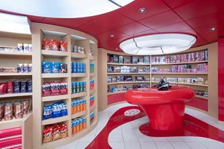 A vibrant area with shelves of sweets and toys for family entertainment onboard | MSC Cruises
