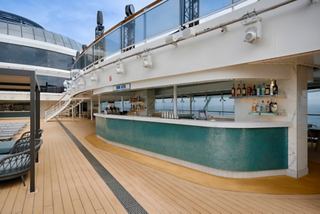 Mar Azul Bar on MSC World America features an inviting outdoor area and sleek bar counter | MSC Cruises