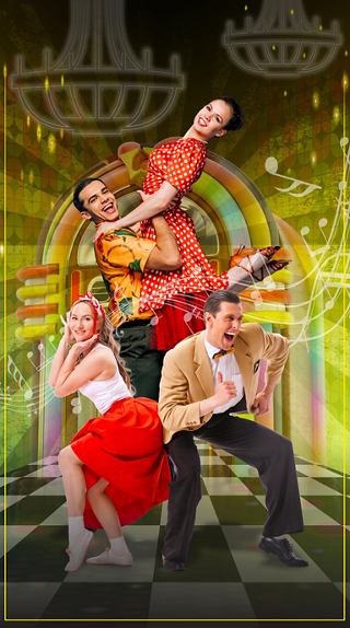Performers dance together on stage surrounded by bright lights and musical elements | MSC Cruises
