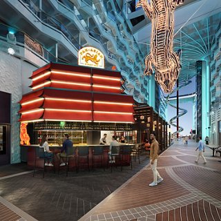 A vibrant pan-Asian street food restaurant within a spacious, modern atrium setting | MSC Cruises