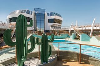The Aqua Park on MSC Preziosa features colourful cacti and inviting pools for a fun-filled experience | MSC Cruises