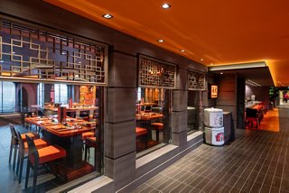 A vibrant corridor leading to the Kaito Teppanyaki specialty restaurant on MSC Grandiosa | MSC Cruises