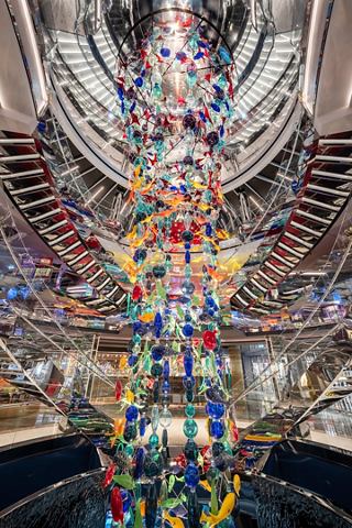 A vibrant installation of colourful art and sculptures creates an inviting atmosphere in the MSC Seascape | MSC Cruises