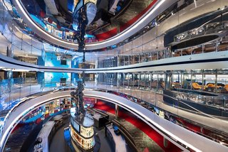 A vibrant view of the MSC Seascape's entertainment area, showcasing Liberty Plaza and the MSC Signature Casino | MSC Cruises