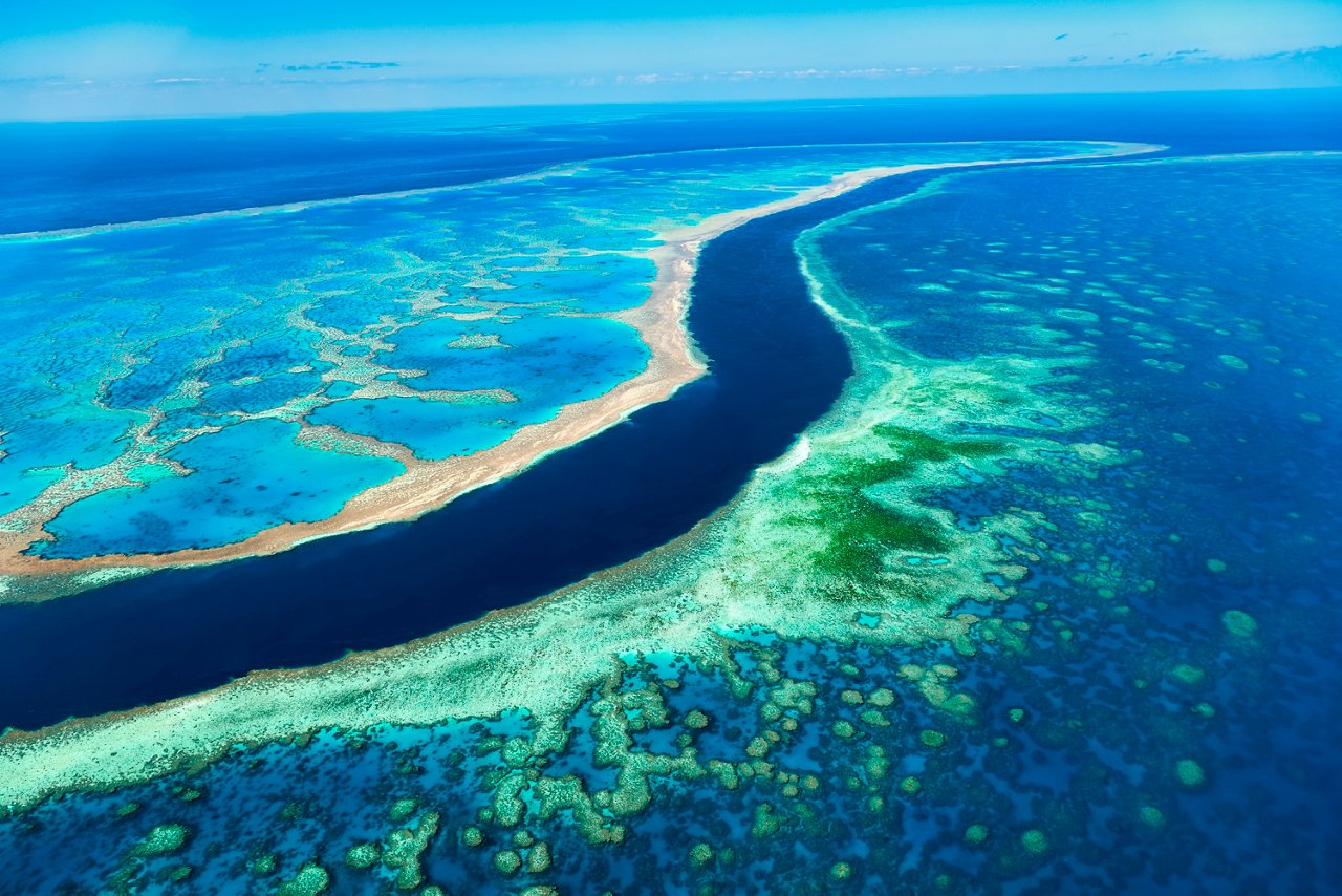 Vue aérienne des superbes eaux côtières et formations coralliennes près de Cairns, Australie, invitant à l'exploration et à l'aventure | MSC Cruises