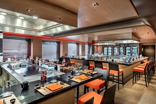 The vibrant interior of Kaito Teppanyaki restaurant invites guests to enjoy an exceptional dining experience | MSC Cruises