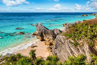 A stunning view of the rocky coastline and turquoise sea of Bermuda under a bright blue sky | MSC Cruises