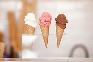 Three ice cream cones in vibrant flavours stand ready for enjoyment, bringing joy to warm days | MSC Cruises