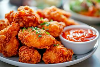 A close-up of crispy chicken nuggets served with dipping sauce at the Sports Bar on MSC Seashore | MSC Cruises
