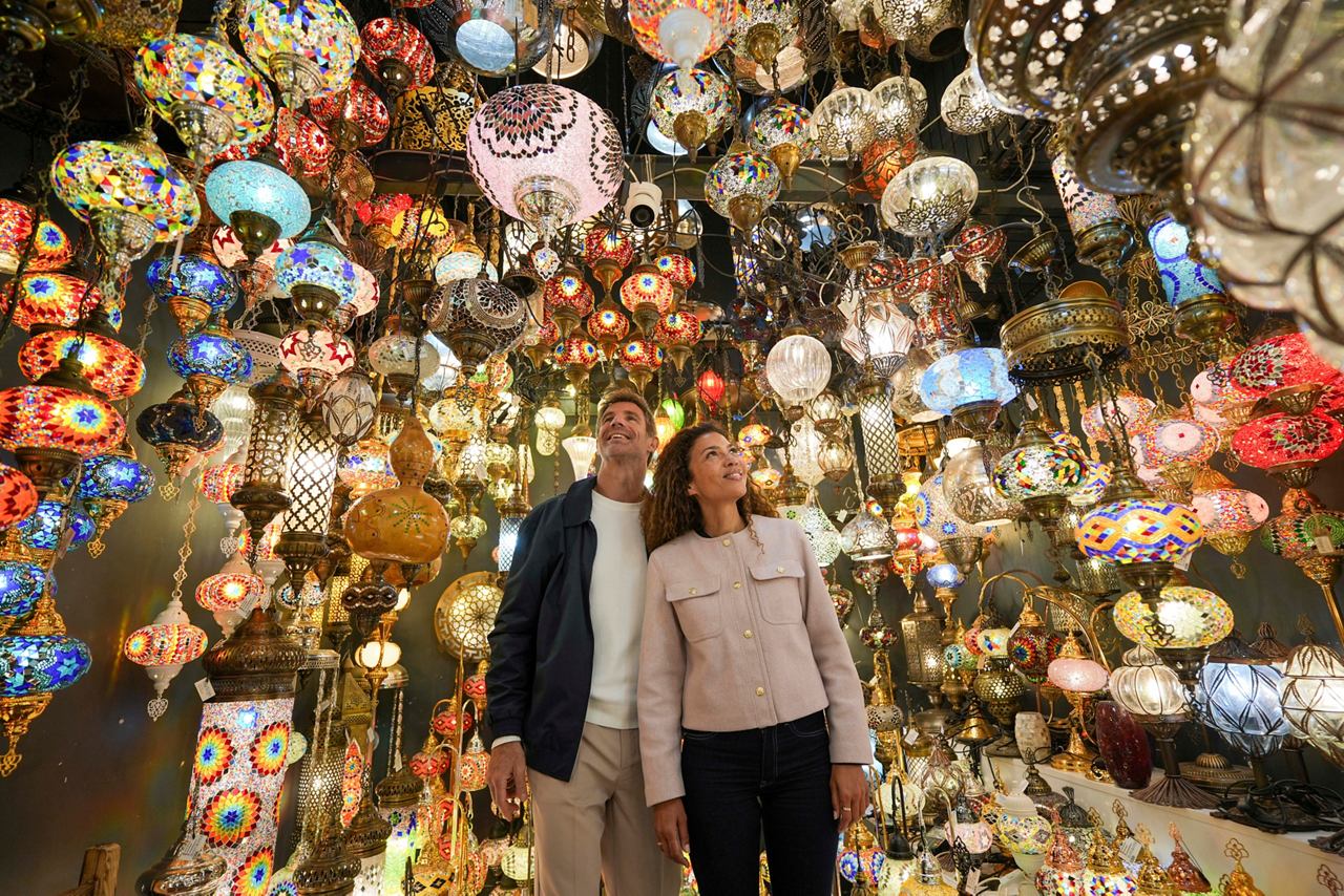 Cruises to Turkey, a couple enjoys exploring the vibrant Grand Bazaar, Istanbul, Turkey | MSC Cruises