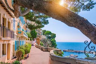 A scenic view of a coastal building surrounded by trees, overlooking the sparkling sea in Monaco | MSC Cruises