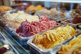 A selection of beautifully swirled gelato in various flavours displayed in a chilled counter | MSC Cruises