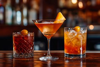 Three elegantly crafted cocktails are displayed, inviting relaxation and enjoyment at L'Aperitivo Bar on MSC Splendida | MSC Cruises
