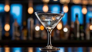 A beautifully crafted martini glass filled with a cocktail, set against a softly lit bar backdrop | MSC Cruises