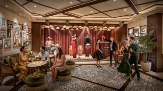 Cozy lounge area with musicians and guests on MSC World America | MSC Cruises