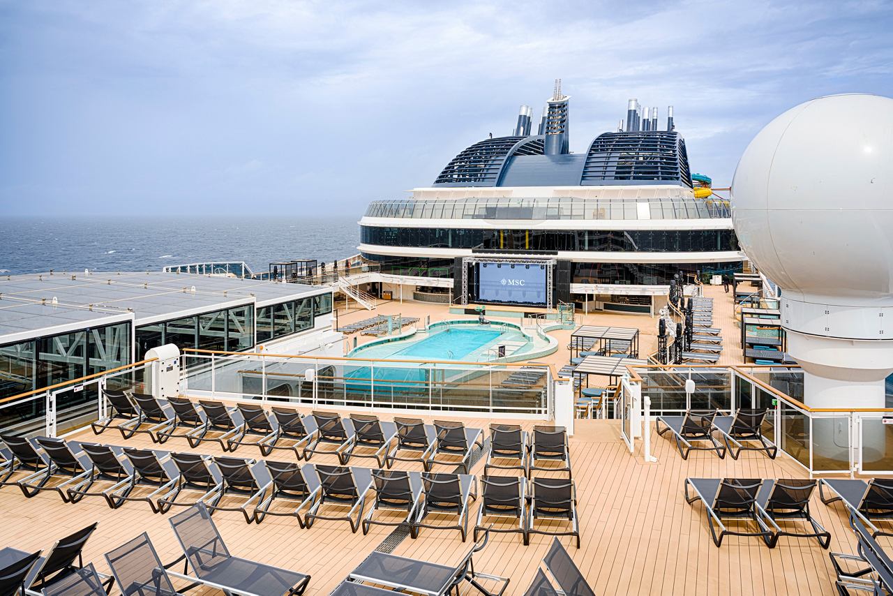 The MSC World Atlantic features sunny lounging areas and spa services on deck | MSC Cruises