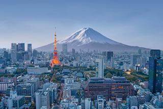 Tokyo skyline featuring Mount Fuji and Tokyo Tower bathed in morning light | MSC Cruises
