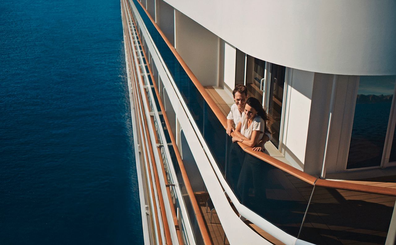 Balcony on a cruise ship overlooking the sea, creating a sense of tranquility and comfort | MSC Cruises